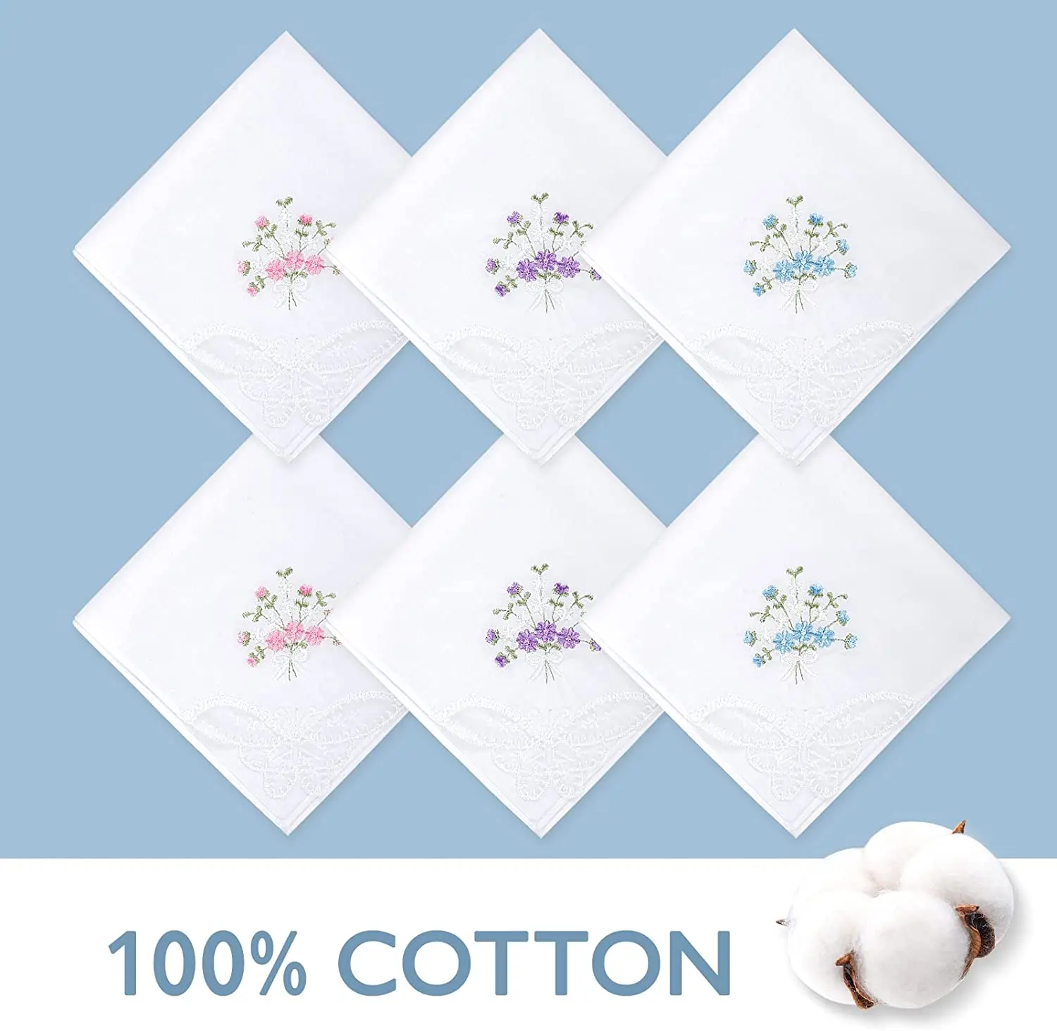 10.8inch cotton pure white cloth embroidered fashion women's handkerchiefs home decoration wedding supplies thin single-angle em