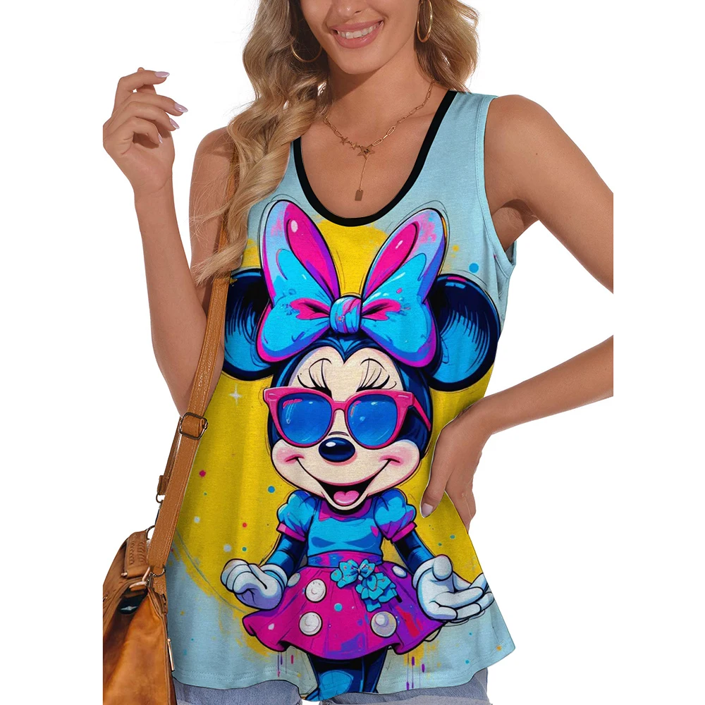 

New Style vest For Women Disney Mickey Mouse Print Female Oversized vest top Summer Women Clothing Sleeveless Fashion
