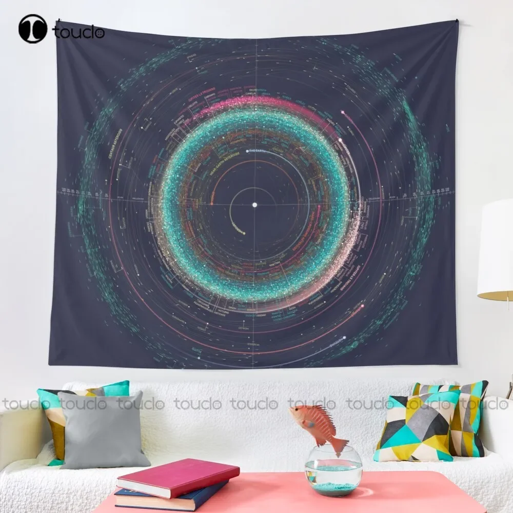 Asteroid Map Of The Solar System Tapestry Tapestry Wall Hanging For Living Room Bedroom Dorm Room Home Decor Printed Tapestry