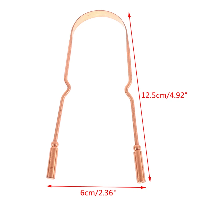 Pure Copper Tongue Scraper Oral Cleaner Brush Fresh Cleaning Hygiene Care Tools