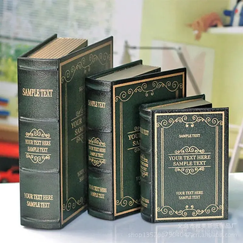 3PCS Fake Books Decoration Wood Storage Box Modern Art Desktop Ornament Home Accessories Vintage Decor