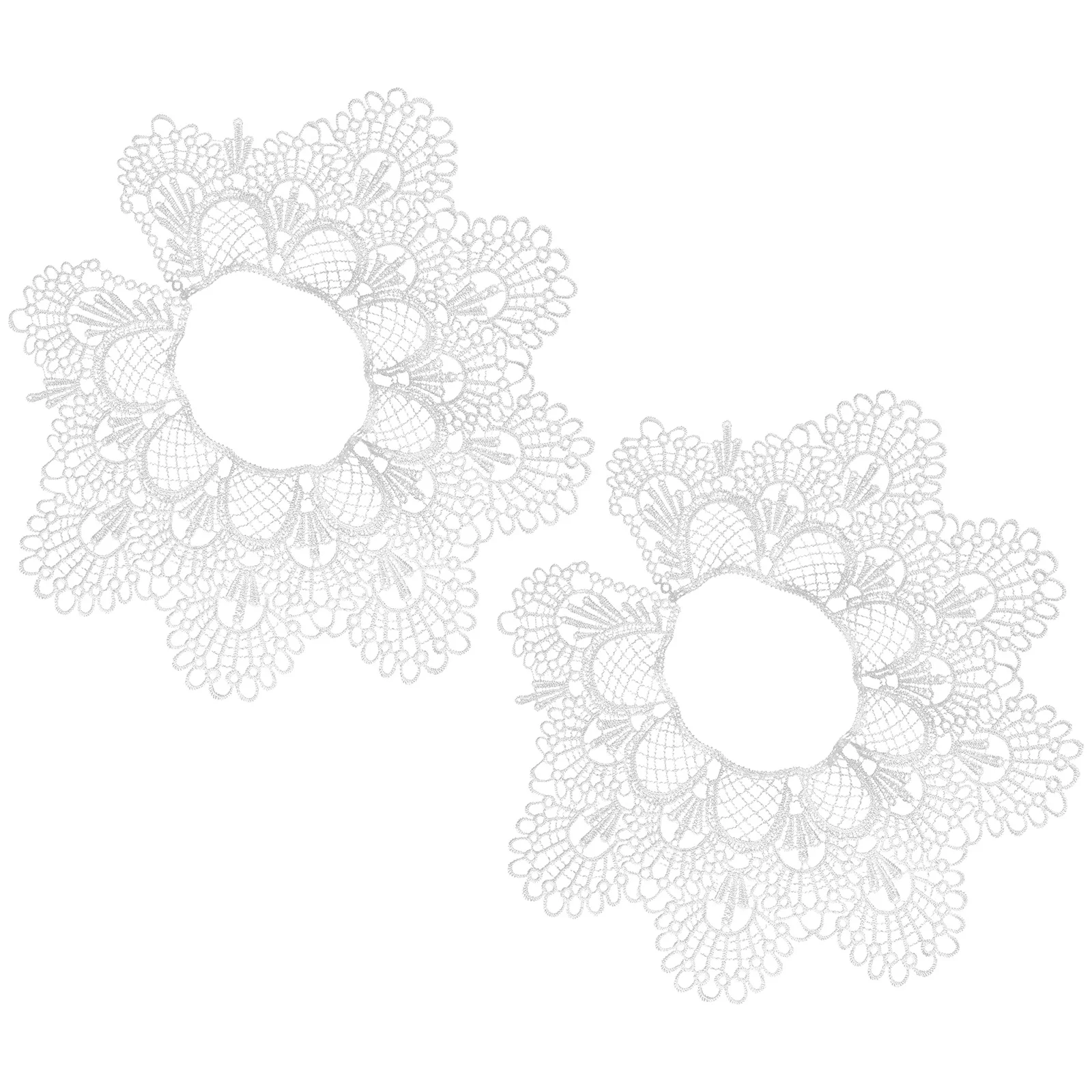 2 قطعة الدانتيل زين تموج الشكل المطرزة العنق طوق أبيض أنيق الأزهار تقليم DIY بها بنفسك الملابس ديكور الدانتيل طوق