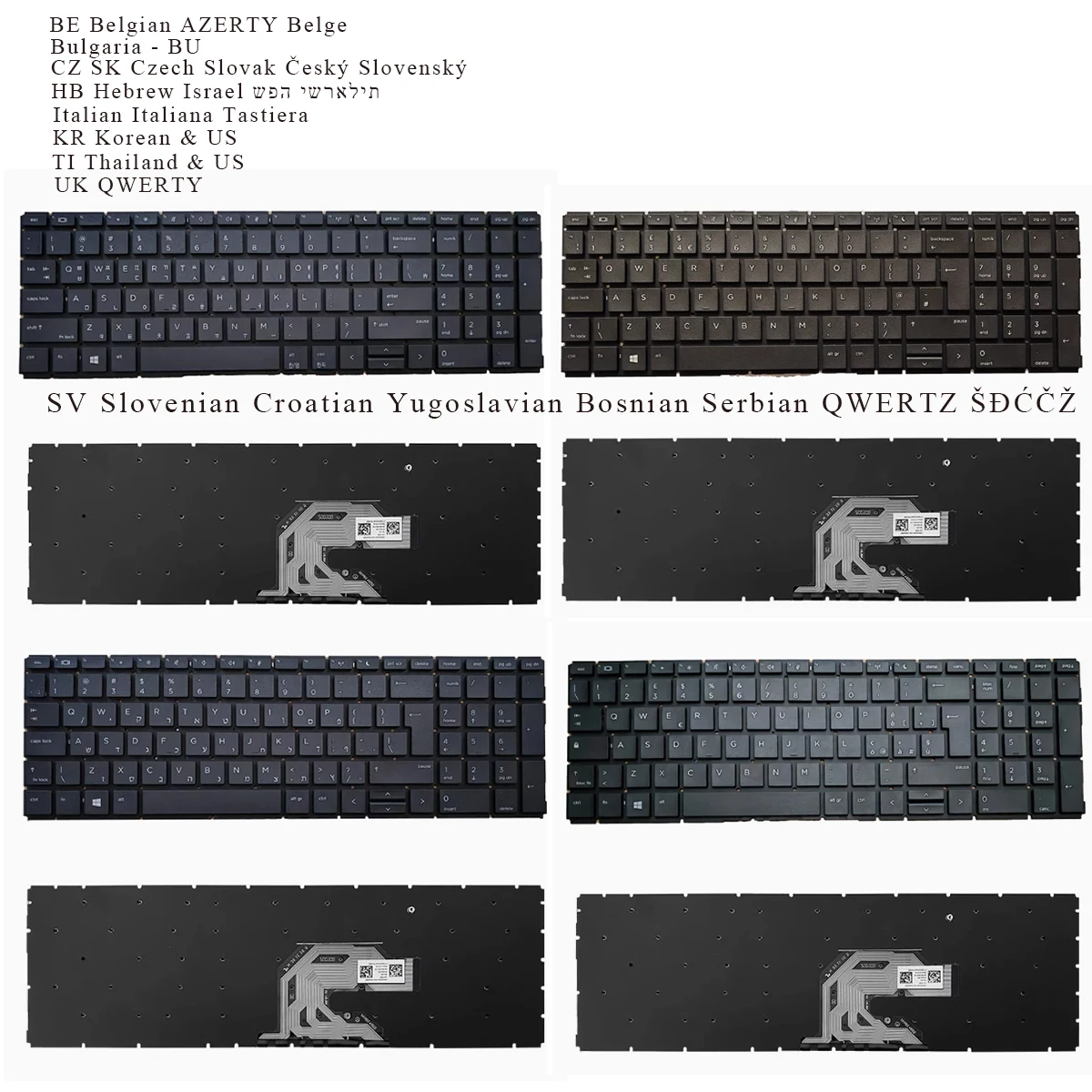 BE Bulgaria Czech Hebrew Italian Korean Swiss TI UK Croatian Keyboard For HP Probook 450 455 450R G6 , 450 455 450R G7 NoBACKLIT