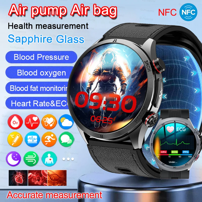 

Health Monitoring Smart Watch Air Pump Accurate measurement Blood Pressure Blood Oxygen ECG Sport Bluetooth Call NFC Smartwatch