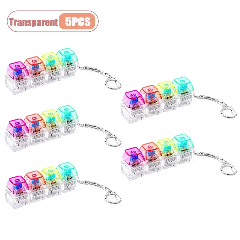 Mechanischer Tastatur-Schalter-Tester Schlüsselanhänger Fidget mit LED-Licht DIY Tastenkappen Stressabbau Clicker für Büro Schreibtisch Angstlinderung Geschenk