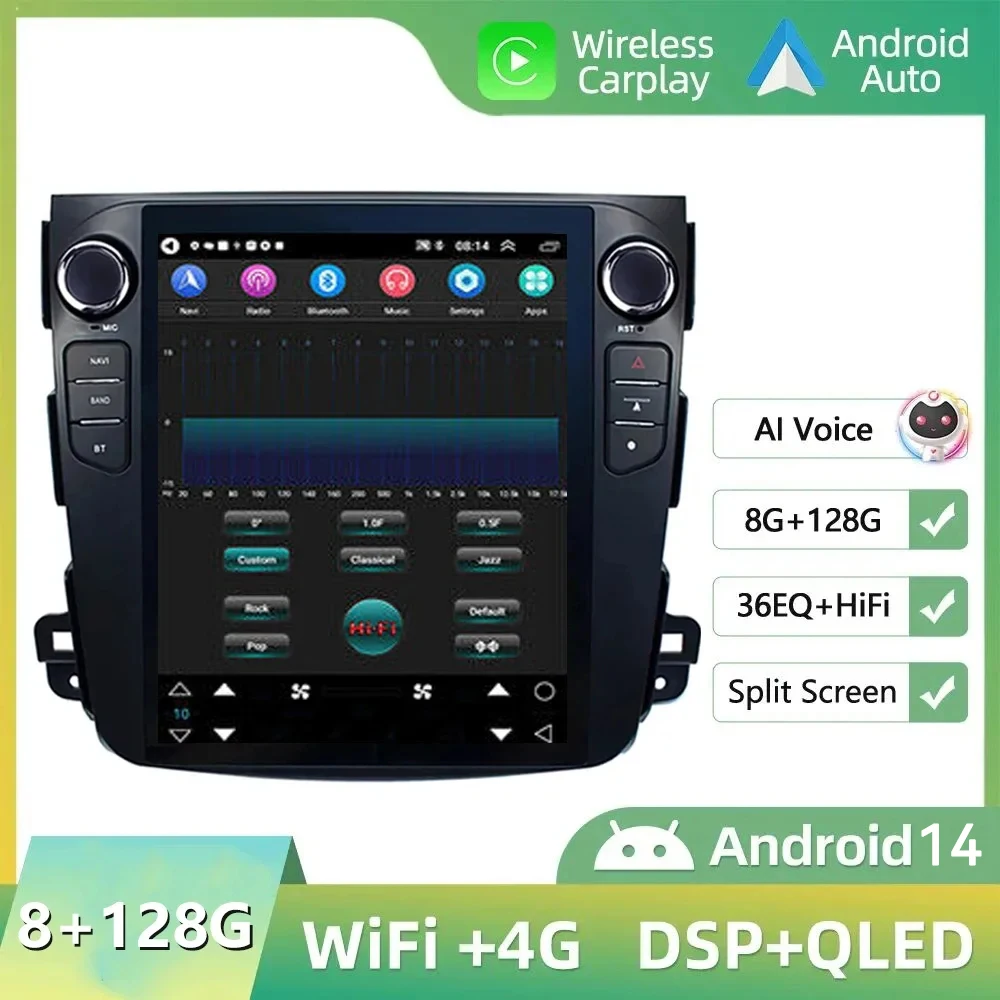 

Vertical screen 9.7"Android 14.0 Car Radio for Mitsubishi Outlander 2008 - 2011 Multimedia Video 4G WiFi Carplay GPS Head Unit