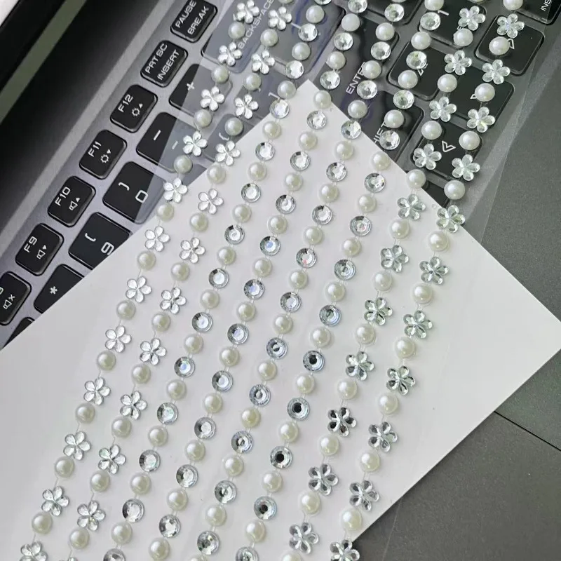 Kids Princess Fake Acrylic Jewelry Stickers DIY Pearl Diamond Decals for Girls Dress Up Rewards Classic Toys Play House Sticker