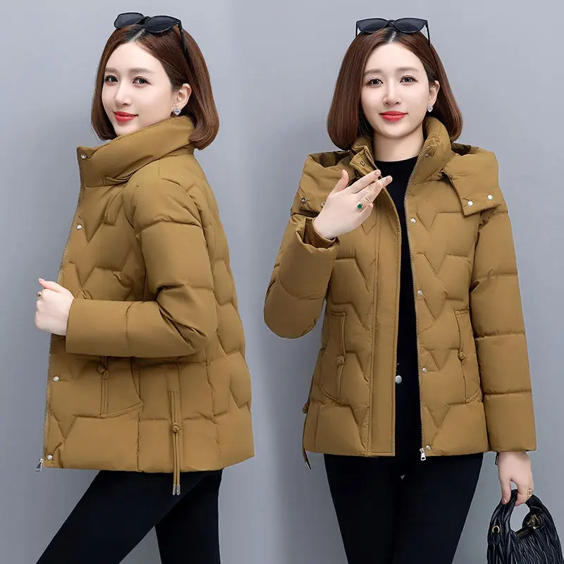 Winter Coat Women\'s SShort Cotton-padded Clothes Fashion Western Style Down Cotton-padded Jacket Mother Warm Casual Coat Tide.