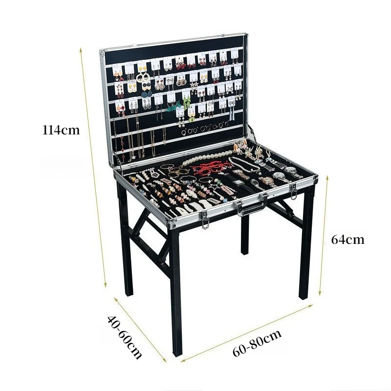 Portable Rolling Trade Show Display Case, Foldable Aluminum Street Vendor Booth Table With Wheels for Outdoor Market Stall