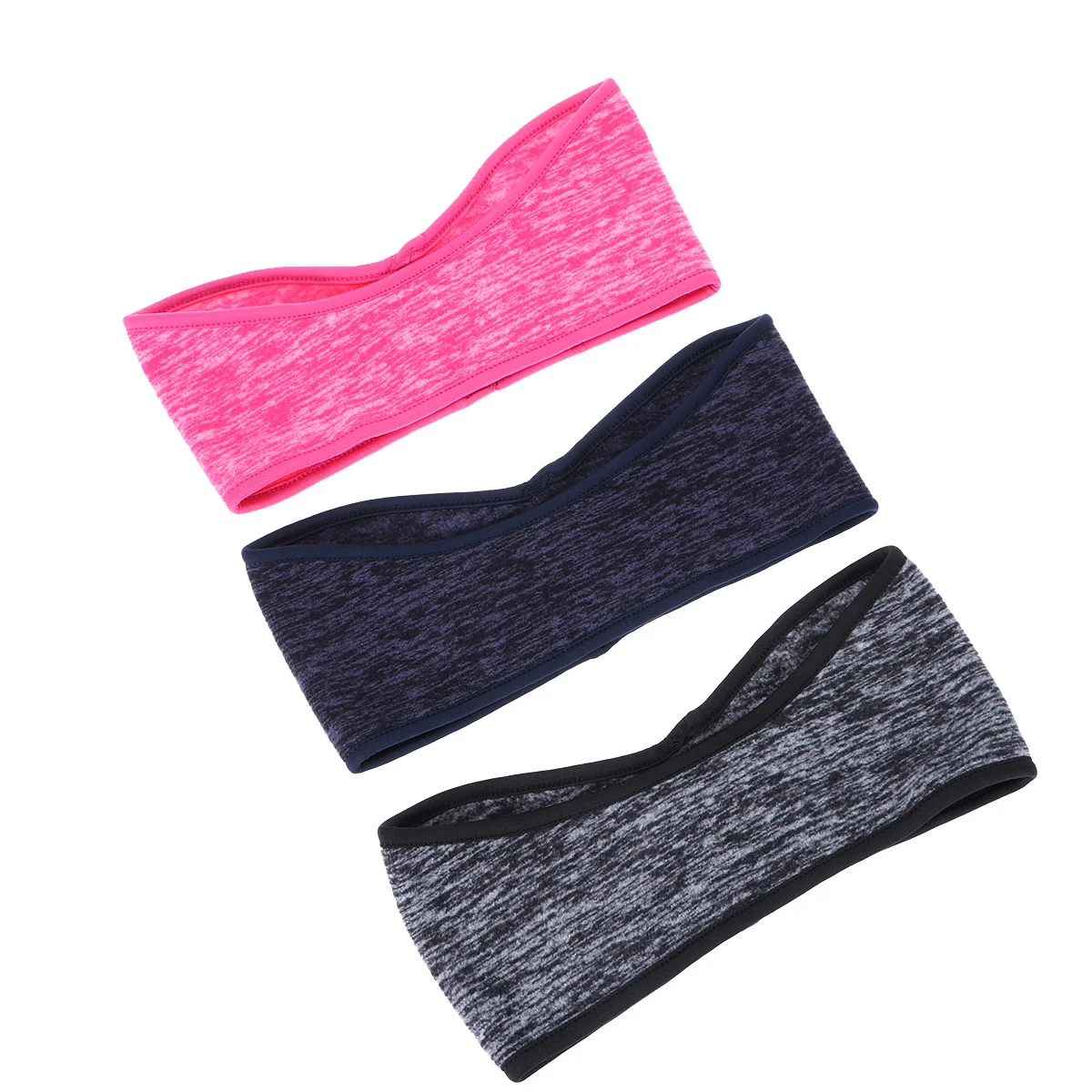 3Pcs Running Ear Warmers Fleece Headband Sweat Absorbent Non-Slip for Cycling Hiking Outdoor Sports Daily Use Grey Blue Rosy