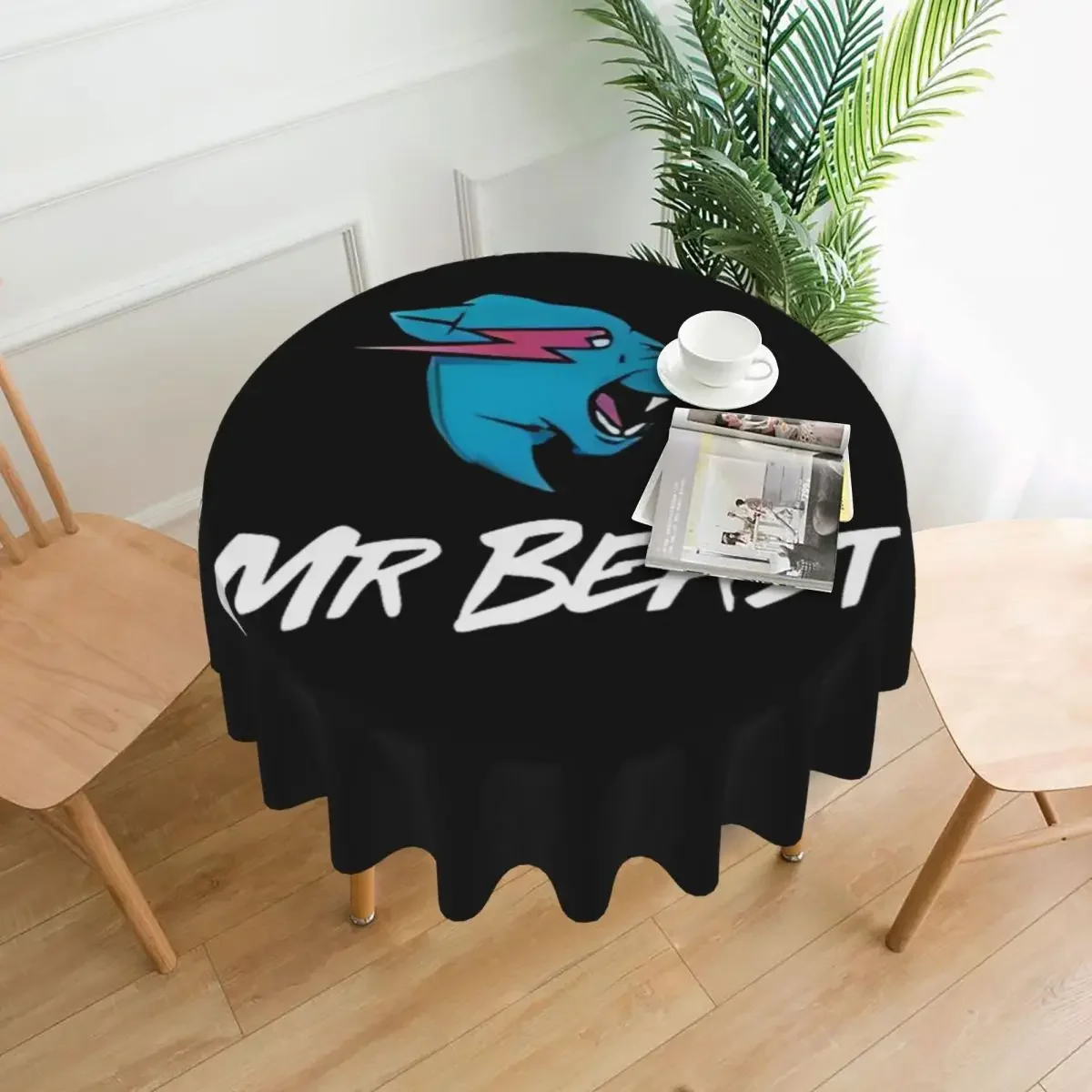 Mr Gaming B-Beasts Round Tablecloth Blue Graphic Table Cover For Banquet Christmas Party Modern Outdoor Table Cover