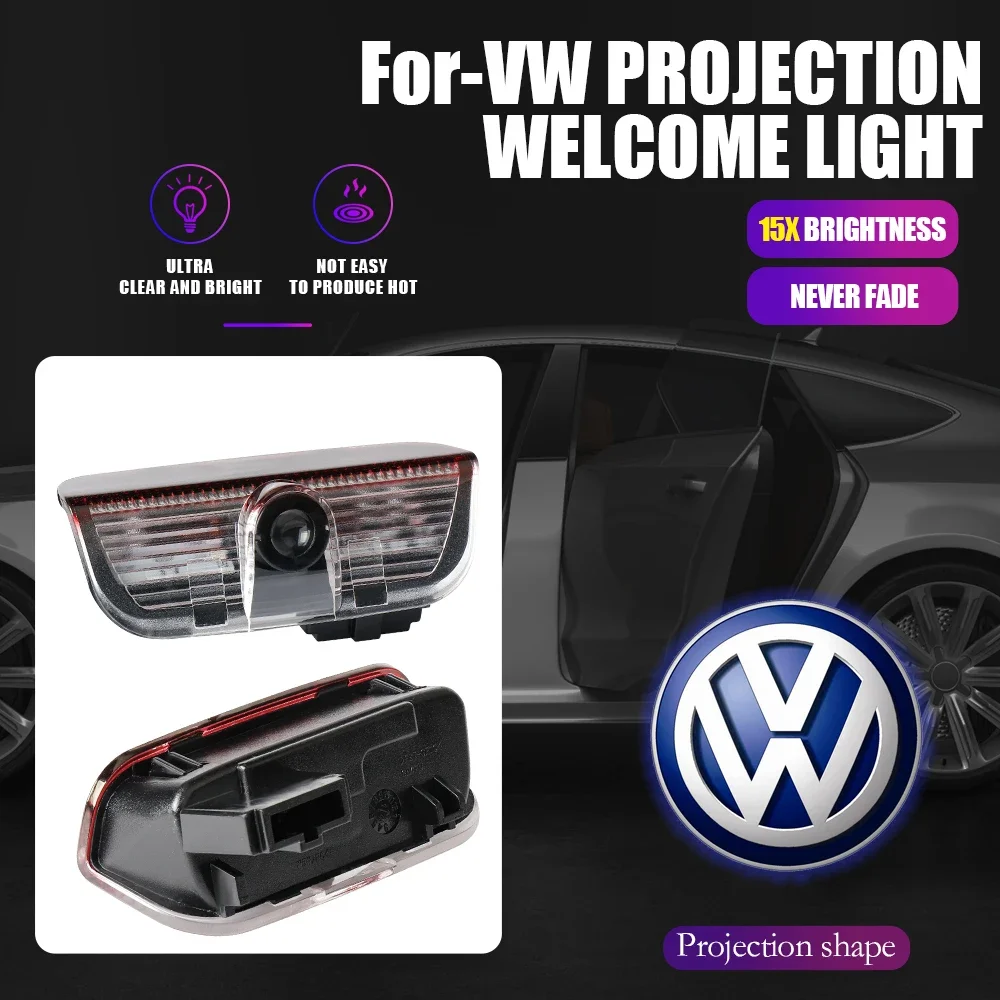 2pcs Door Emblem LED Light Welcome Lamp Wireless Laser Projector accessories For Volkswagen Golf R Motion SAGITAR PASSAT CC