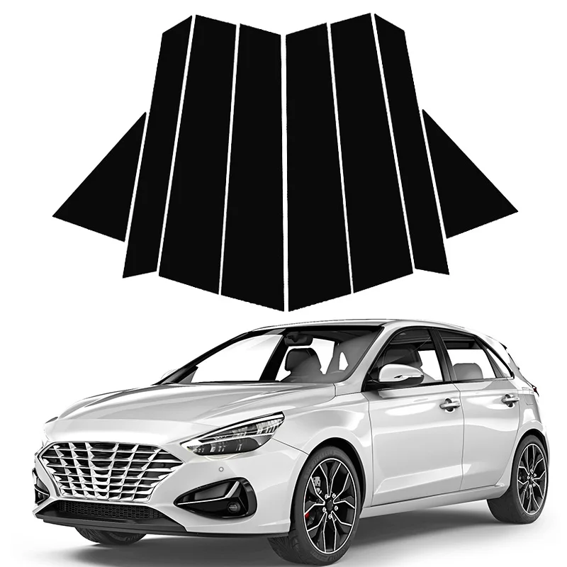 

8Pcs Glossy Black Car Window Door Column B C Pillar Post Cover Trim For Hyundai i30 Hatchback 2018-2023 Elantra GT 2018-2020
