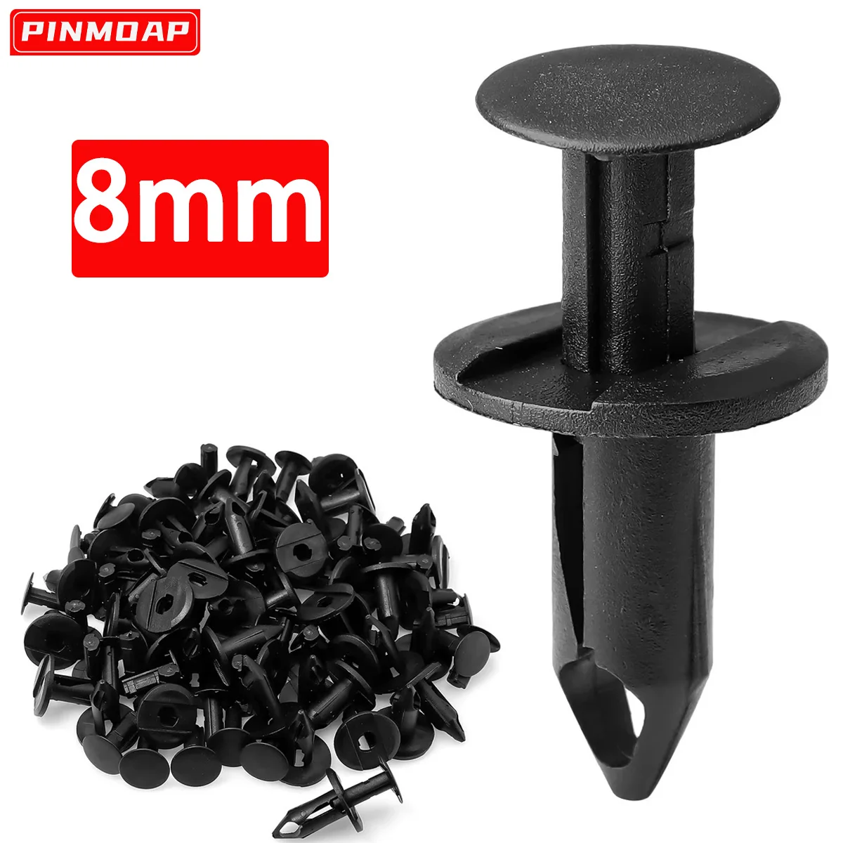 Car Fasteners Nylon Black Push Pin Clip Body Decorative Panel Fasteners Car Door Bumper Mudguard Buckle Kit Suitable For 8mm