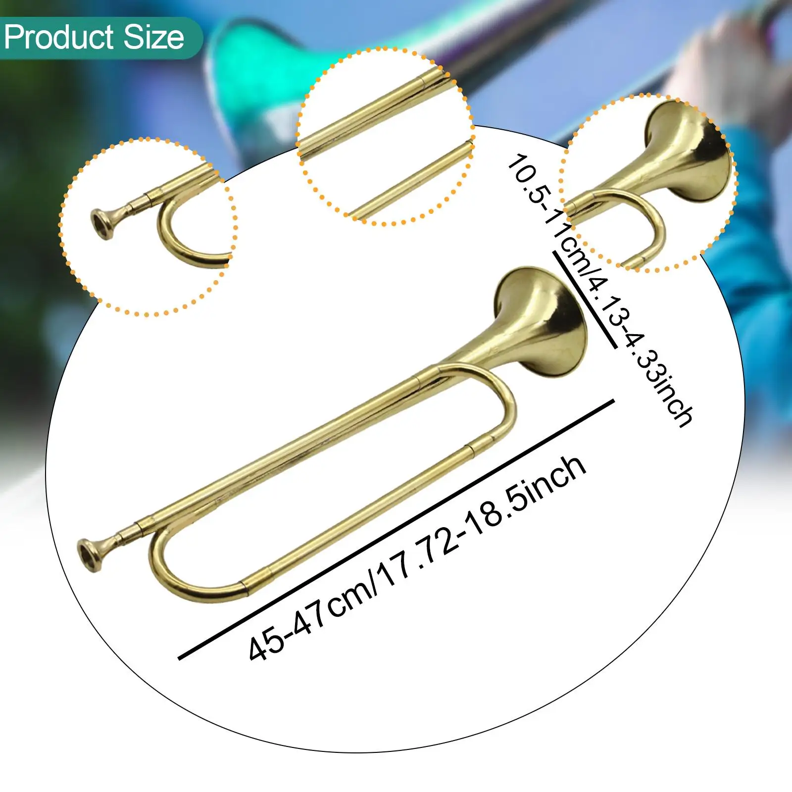 BB Trumpet Blowing Bugle with Mouthpiece Brass Musical Instrument Marching Bugle for Advanced Student Adults