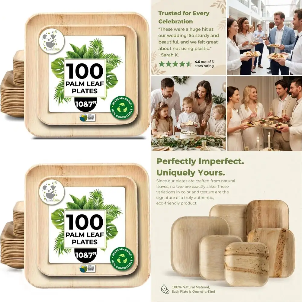 

Экологичные бамбуковые тарелки, 10 и 7 дюймов, набор для вечеринок, биоразлагаемая альтернатива пластиковым и бумажным тарелкам (10 шт.)