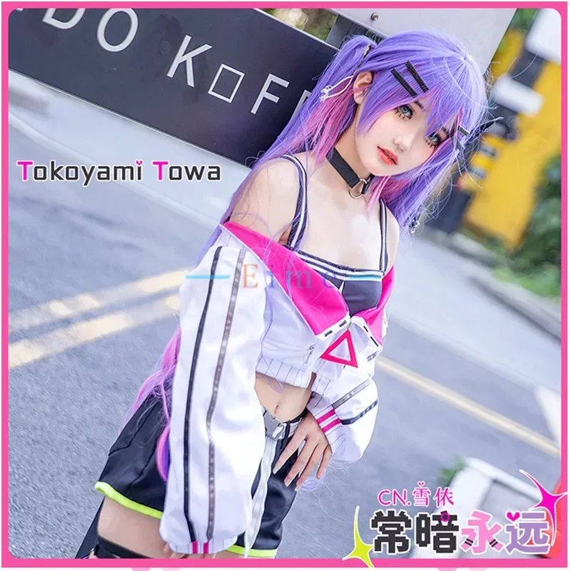 Tokoyami Towa Cosplay Costumes Women Sexy Suit Top Pants Hat Vtuber Clothing Halloween Carnival Uniforms Custom Made