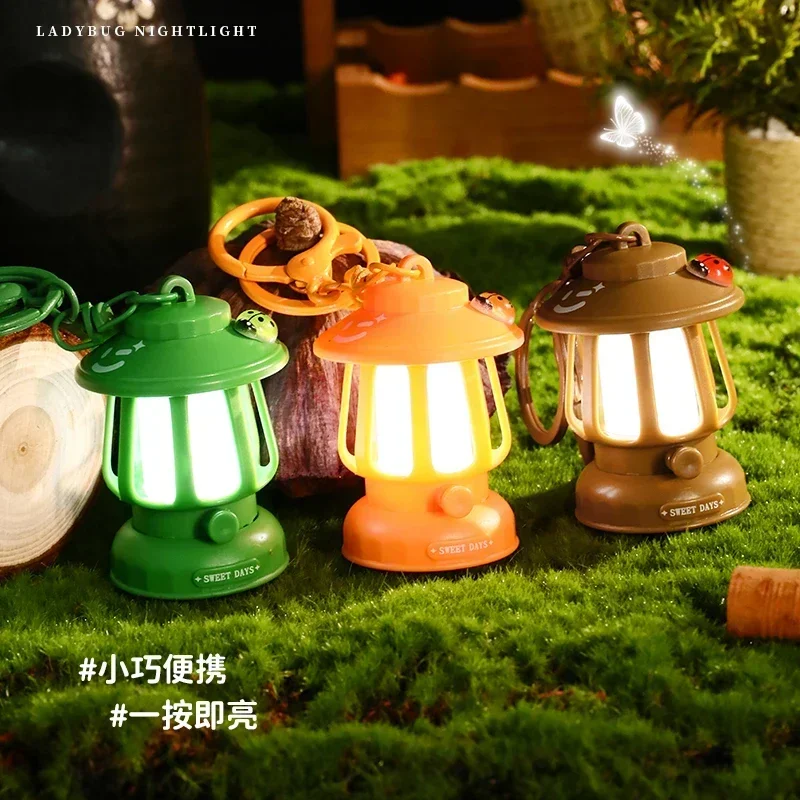 

Ladybug Camping Night Light Keychain Men's and Women's School Bag Pendant Trinket Car Keychain