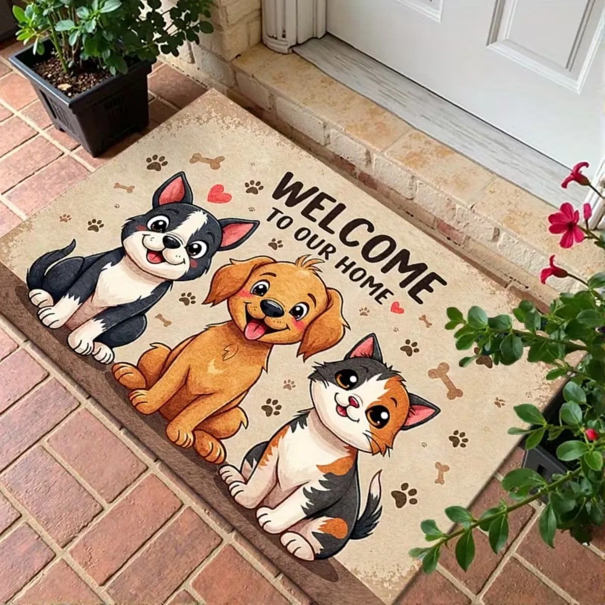 Door Mat Square Diatomaceous Earth Floor Rug with Rubber Base Anti Slip Water Absorbing Mat for Entryway