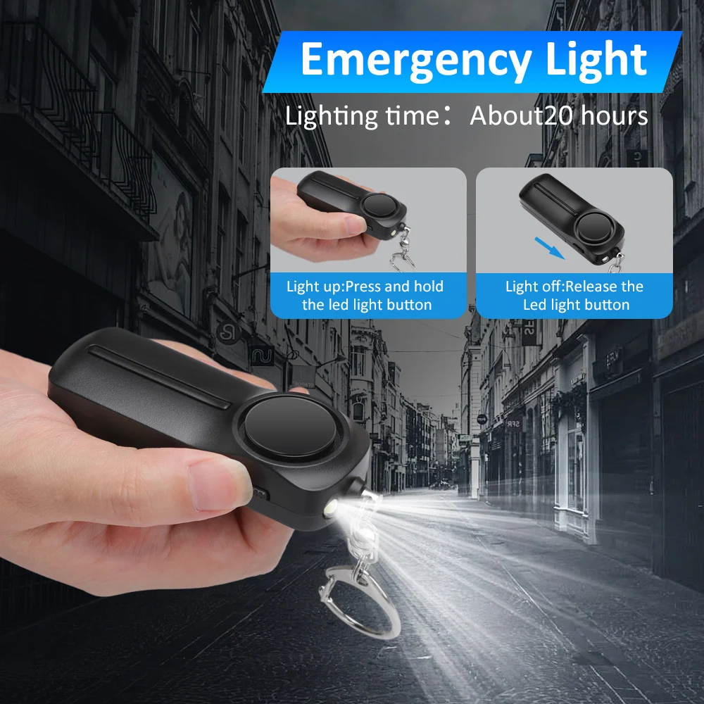 Wsdcam Portable Personal Security Alarm with Keychain 130dB Siren Self Defense Panic Alarm For Women Child Security Protection