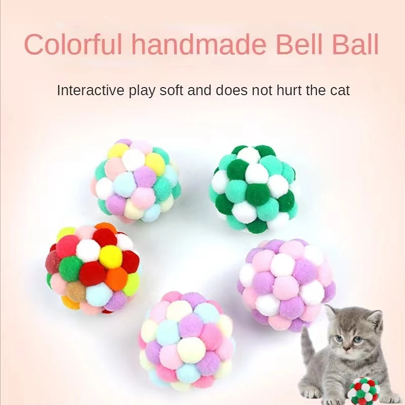 

Cat Toy Balls with Bell,Colorful Soft Fuzzy Balls,Built-in Bell for Cat,Interactive Playing,Chewing Toy for Indoor Cats & Kitten