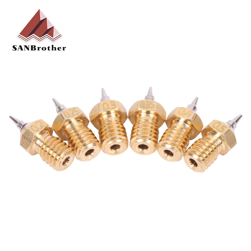 3D Printer Parts M6 V5 V6 Nozzle Airbrush Adapter Set 0.2/0.3/0.4/0.5mm Removable Stainless Steel Tips For E3D V6 Hotend 1.75mm