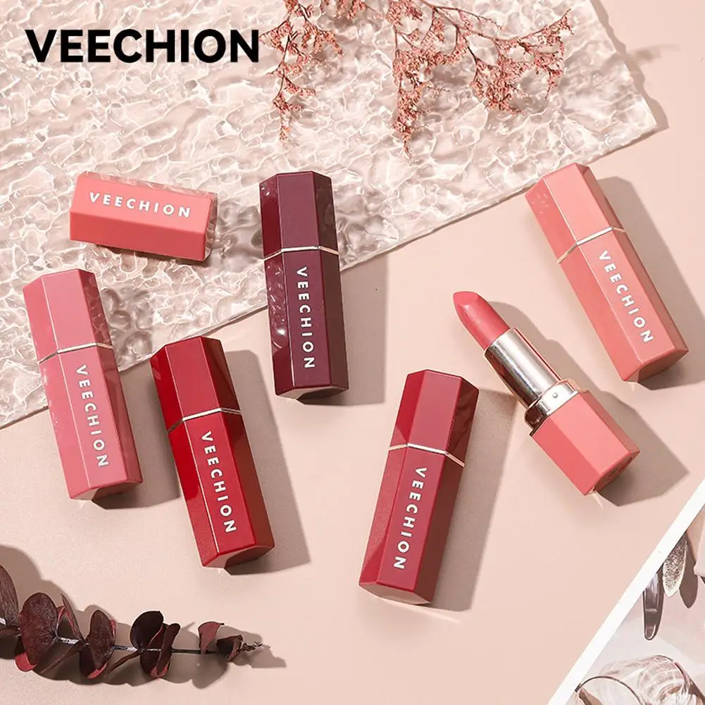 Foggy-Velvet Batom Matte Hidratante, Tubo Hexagonal, Lip Gloss, Maquiagem Cosméticos, 6 Cores, Presente para Wo N3E6