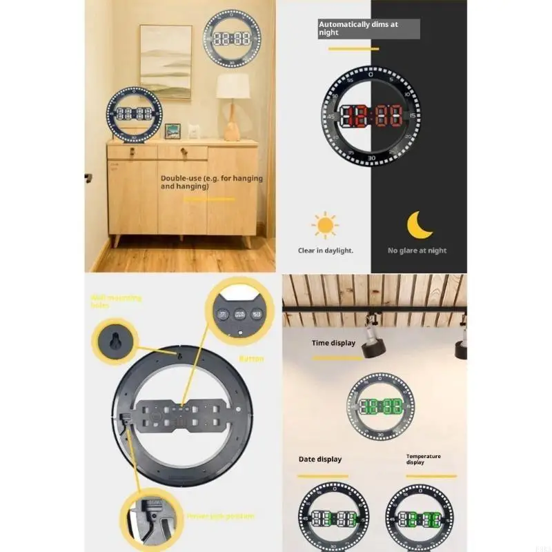  Contemporary LED Jump Second Wall Clock Clear Number Low Power Consumption Durable