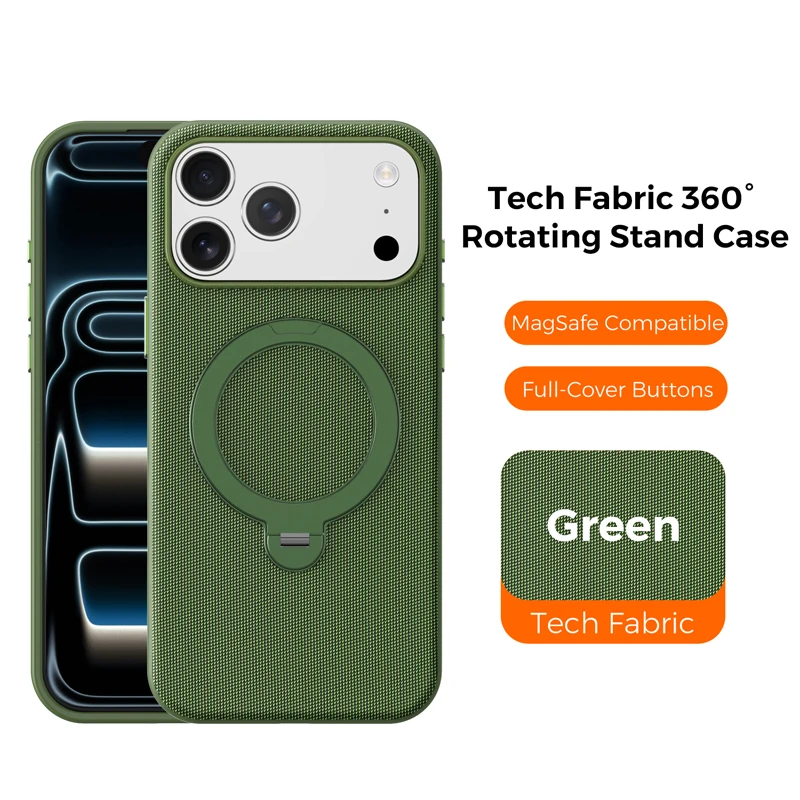 

For iPhone 17 16 Pro Max iPhone Air Magnetic Case ELVEV Hard Fabric PC + Soft TPU Back Ring Holder Phone Cover