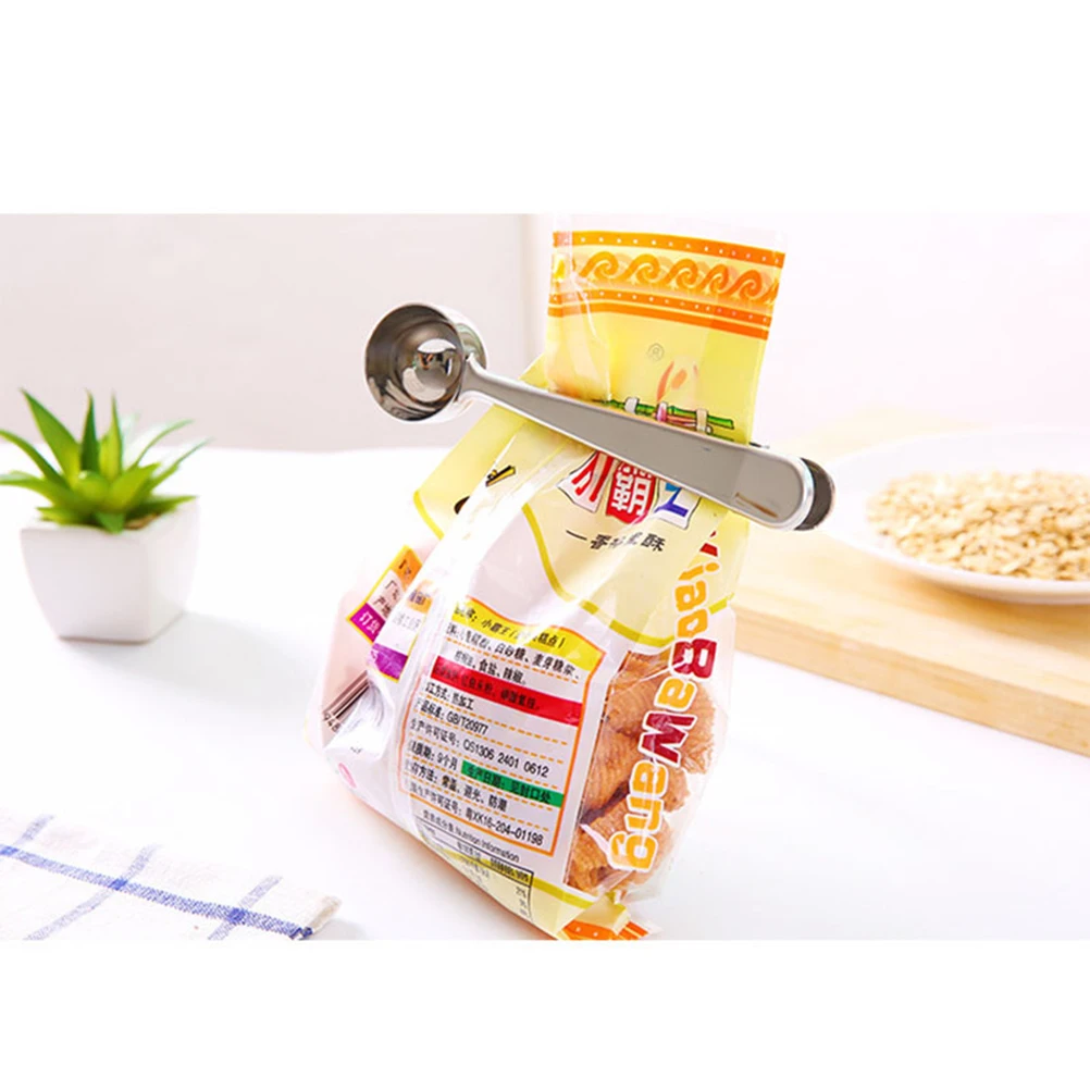 

2pcs Coffee Scoop Stainless Steel Kitchen Spoon For Measuring Sealing Dual Purpose Scoop For Milk Powder Ice Cream