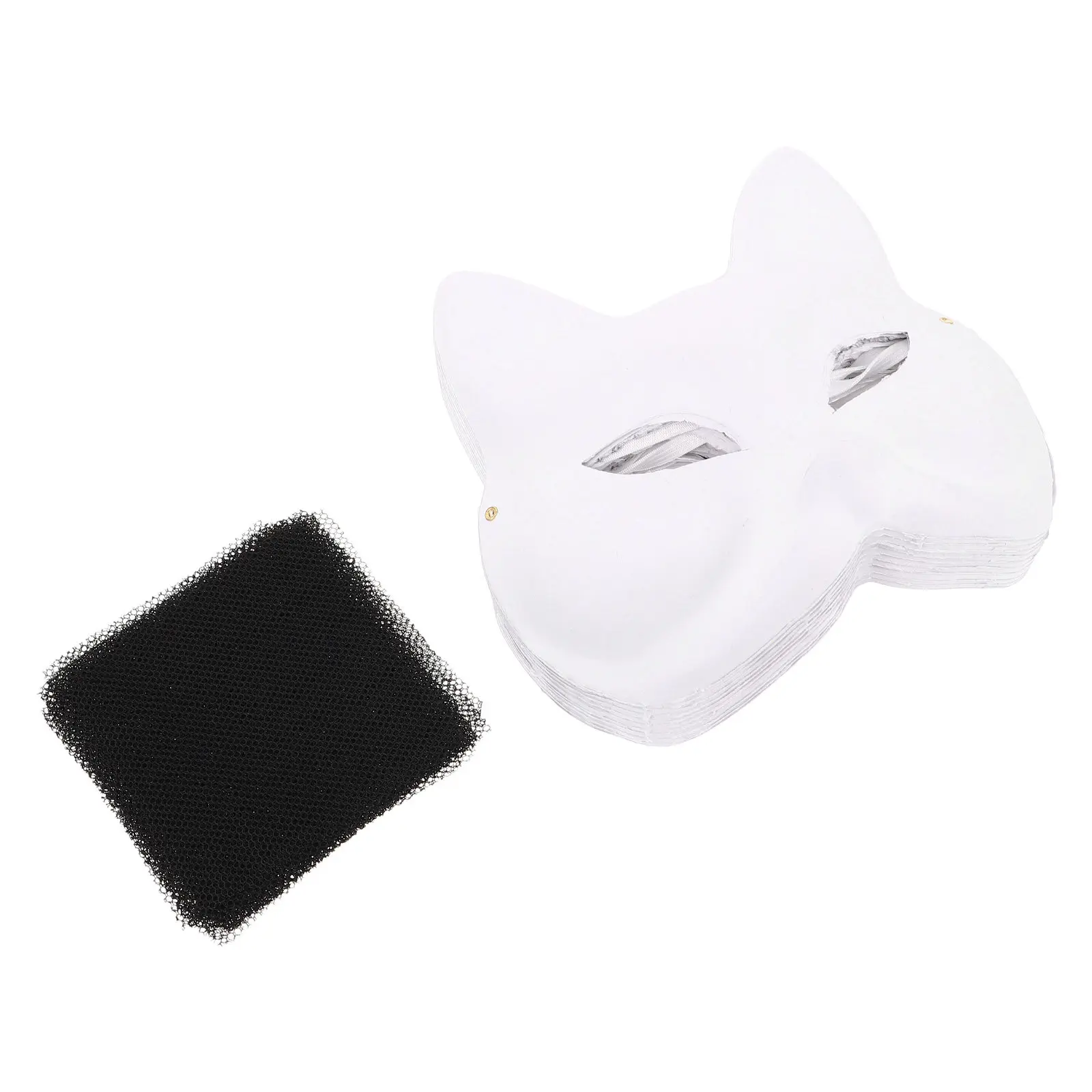 

10 шт. неокрашенных масок лисы, белые маски для творчества, реалистичная форма животного лица с сеткой для глаз, для самостоятельной росписи, косплея, Хэллоуина