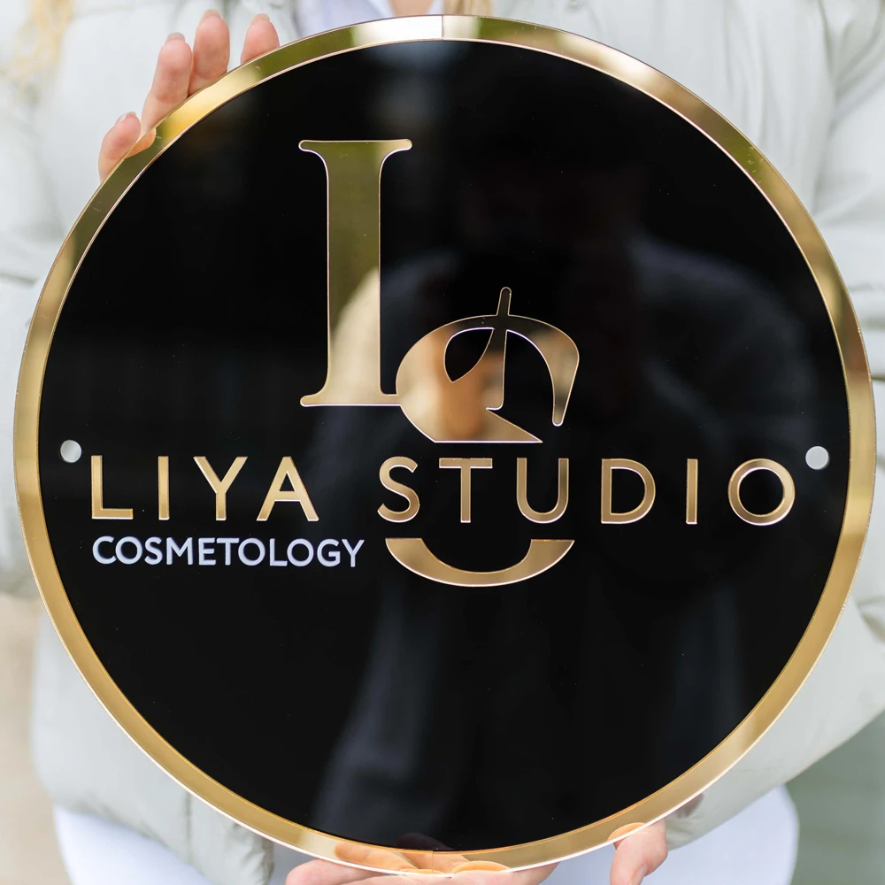Custom Round Acrylic Logo Sign Personalized Business Hair Salon Cafe Bar Door Welcome Decor Company Name Gift