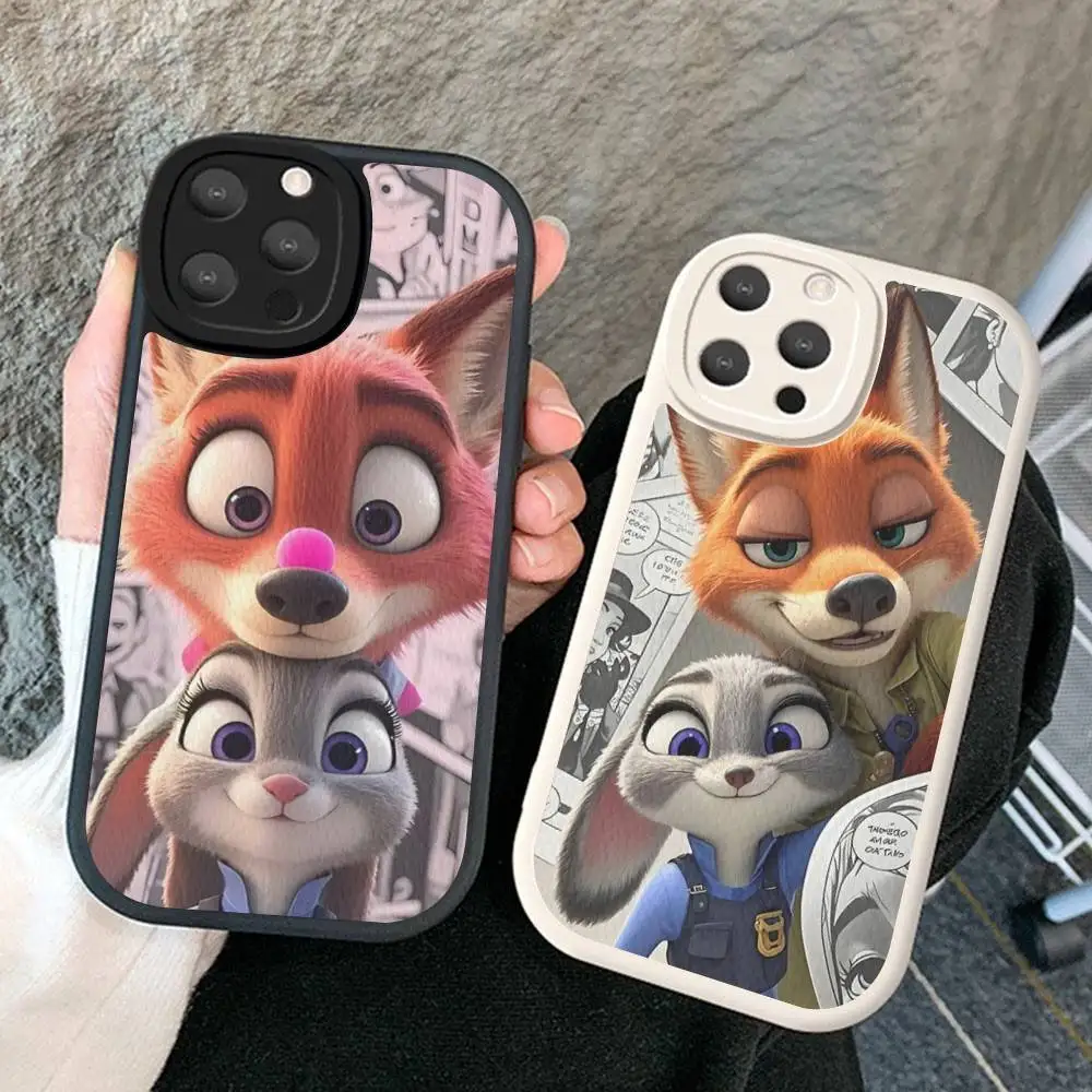 حافظة هاتف Zootopia Nick Judy من الجلد الصلب لهاتف iPhone 16 15 14 13 12 Mini 11 14 Pro Max Xs X Xr 7 8 Plus Fundas