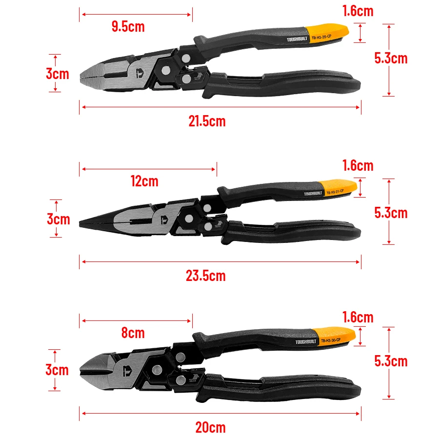 Imagem -02 - Toughbuilt-alicadores de Corte Diagonais Multifuncionais Finalidade Economia de Trabalho Corte Plano Fio Tb-h320-cp Tb-h3-21-cp Tb-h330-cp