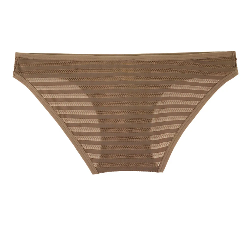Men Striped Plaid Mesh Breathable Brief Extreme Men's Underwear Low Rise T-Back Underpants U Convex Pouch Panties Men's Clothing