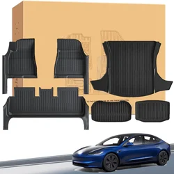 Full Cover Floor Mat with Door Sill Protector All Weather TPE Anti-Slip Floor Trunk Mats Cargo Liner for Tesla Model 3 Highland