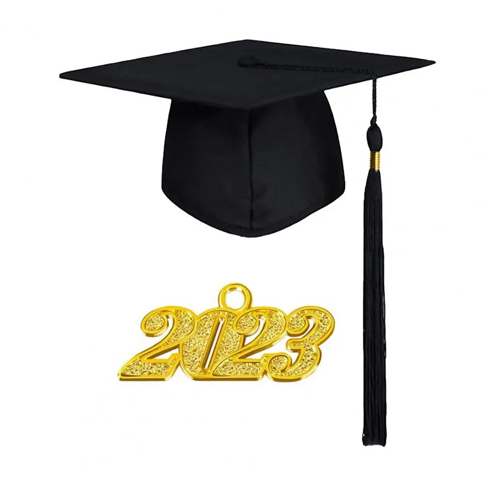 2023 Year Tassel Pendant Academic Hat Flat Top Doctorial Hat Bachelor Caps Graduation Hat Celebration Scholar Hat Bachelor Hat