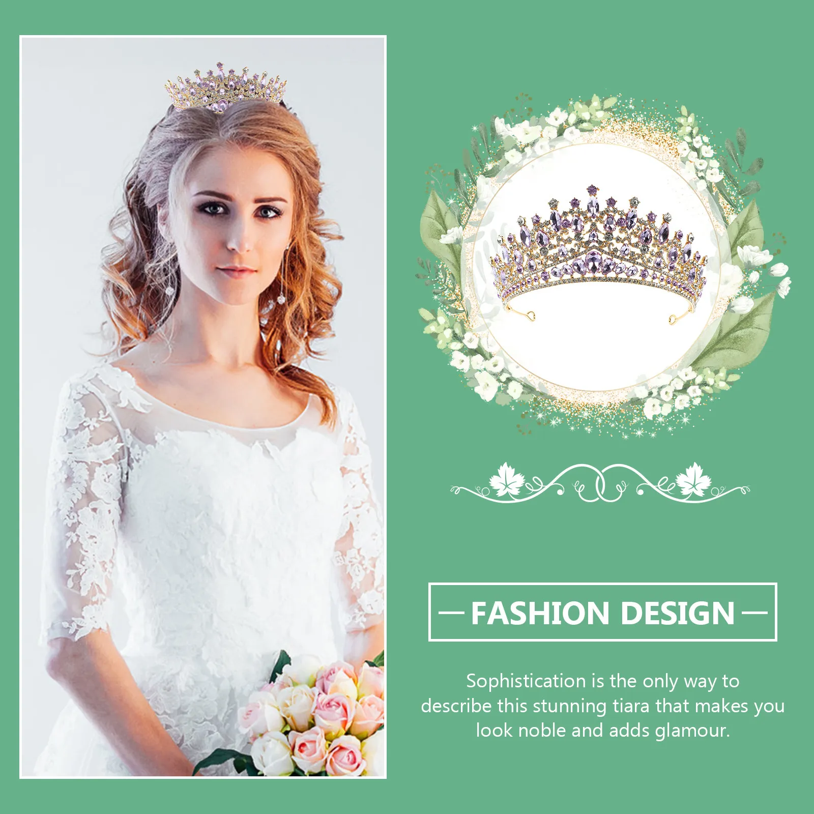 Bride Rhinestone Crown Decorative Hair Accessory Lightweight Birthday Party Headband for Women Girls Wedding Flower Girls