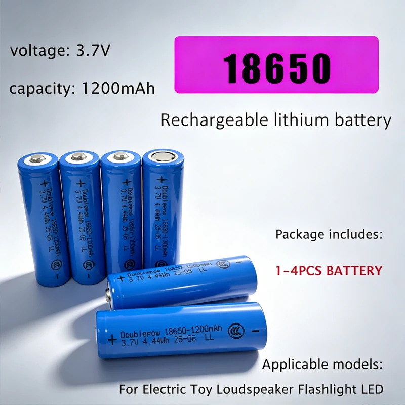 18650 Battery 3.7V 1200mAh ICR Rechargeable Li-ion Batteries for Headlamp Mini Fan Laser Pointer Flashlight Doorbells