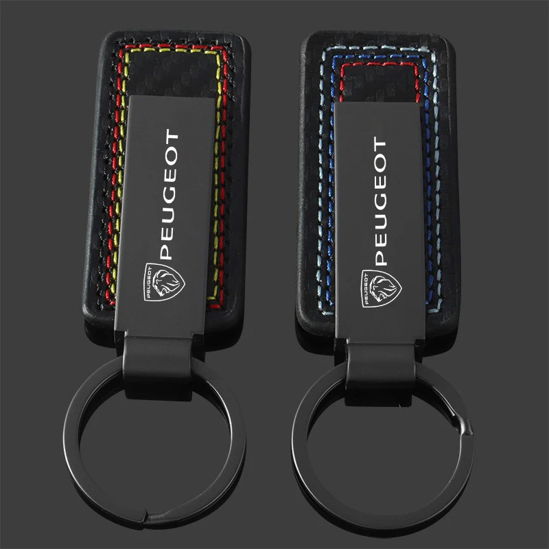 Leather Car Key Chain Anti-loss Keyring For Peugeot 307 308 206 207 3008 2008 406 407 408 508 301 208 Rifter 5008 Accessories