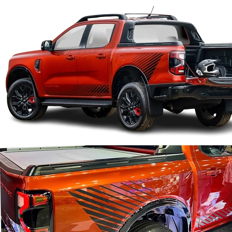 

Car Styling oblique Stripe Matte Black Graphics Bedside Stickers Decal Blackout Kit For Ford Ranger 2023 2024