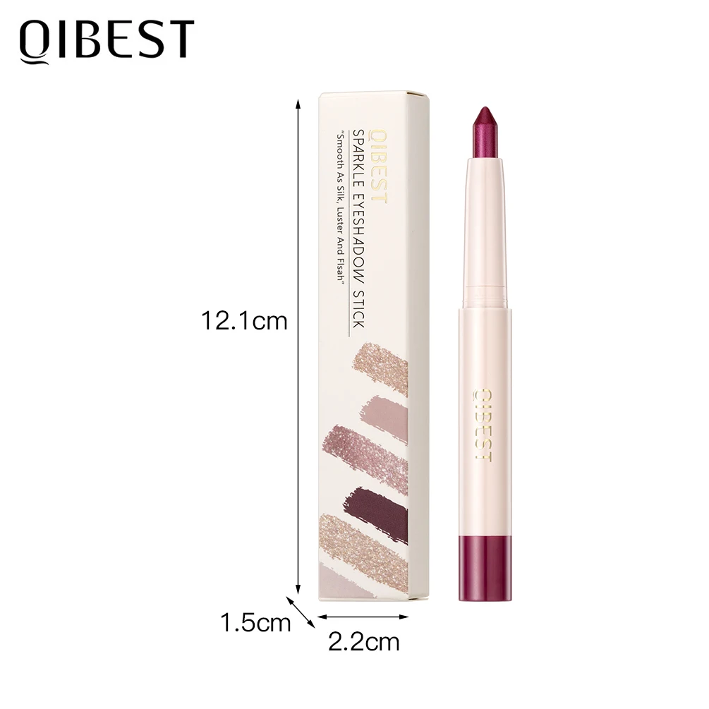 QIBEST 6 色真珠光沢のあるアイシャドウスティック防水アイシャドウペン目蛍光クリーム鉛筆女性のための美容メイク