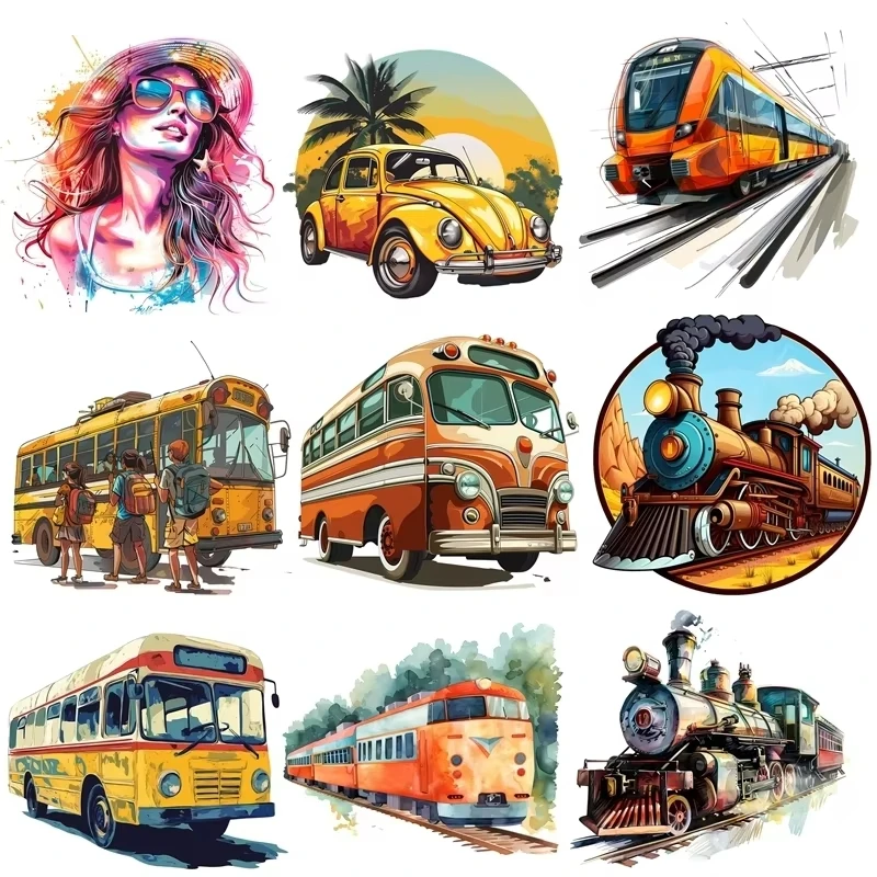 

2 шт., железная наклейка с изображением мультфильма, дорожный автобус, нашивка для одежды, детские футболки, нашивка для куртки «сделай сам», крутые наклейки