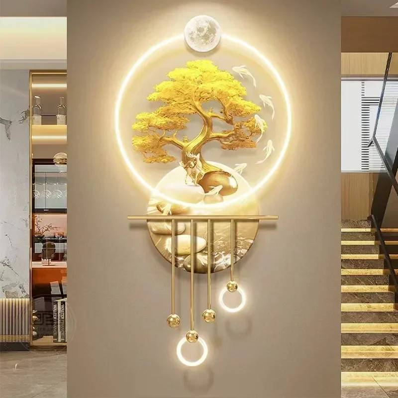Elegant Wall-Mounted Decorative Shelf for Stylish Home Enhancement Atmosphere with green plants and LED lights