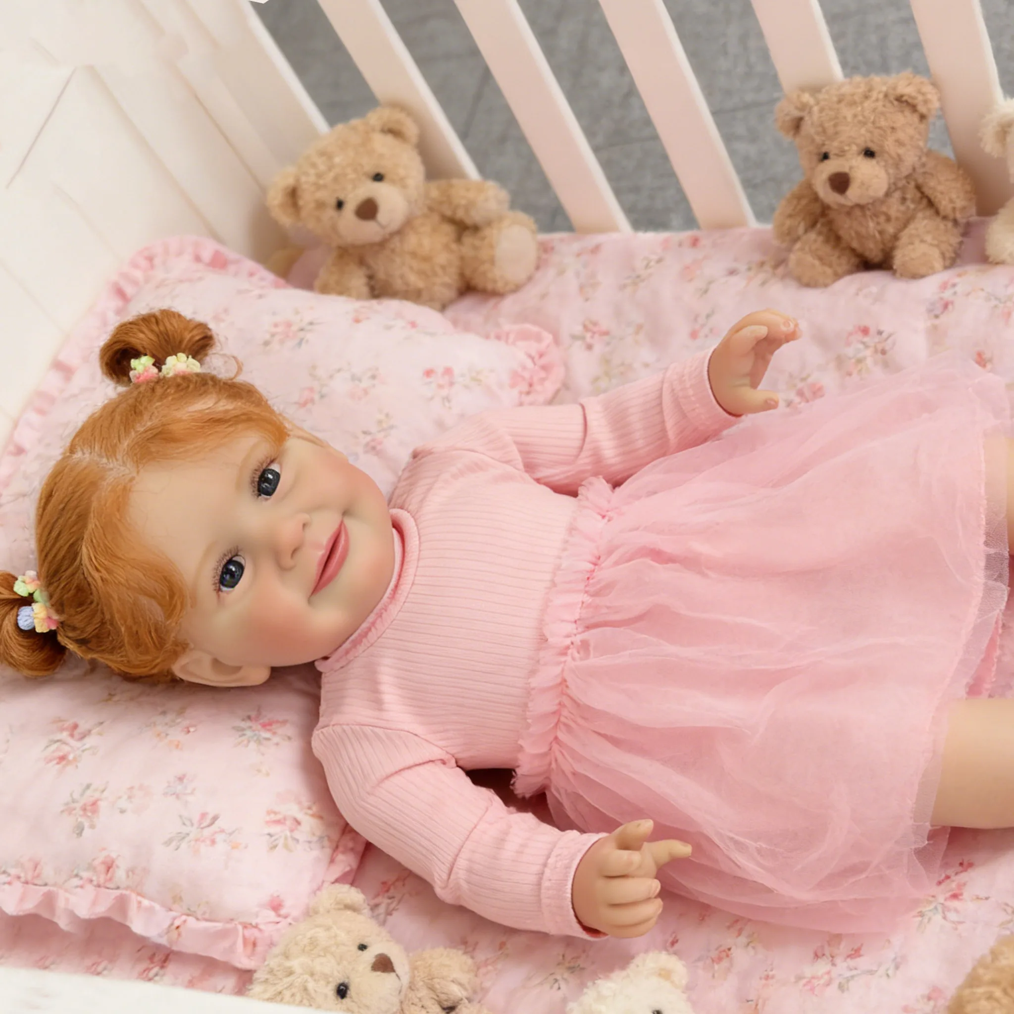 25 Zoll Weicher Stoffkörper Niedliche Hübsche Zoe Reborn-Puppe Lebensechte Kleinkind-Puppe Mehrschichtige Bemalung Mit Sichtbaren Adern Handgeknüpfte Haare