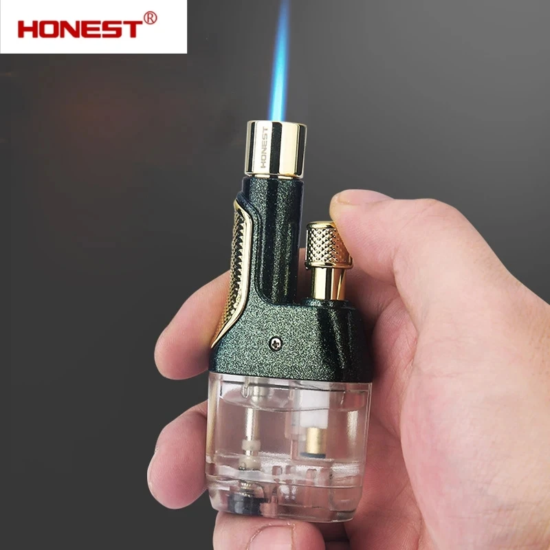 

Large capacity thickened transparent air chamber small spray gun inflatable windproof blue flame direct charging cigar lighter