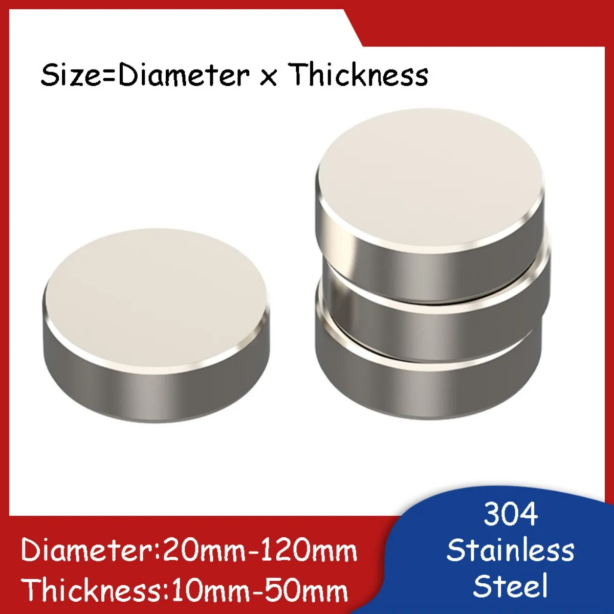 

Stainless Steel Round Plate Sheet Disc High-Quality Metal Circular Flat Panel 20mm-120mm Diameter 10mm-50mm Thickness
