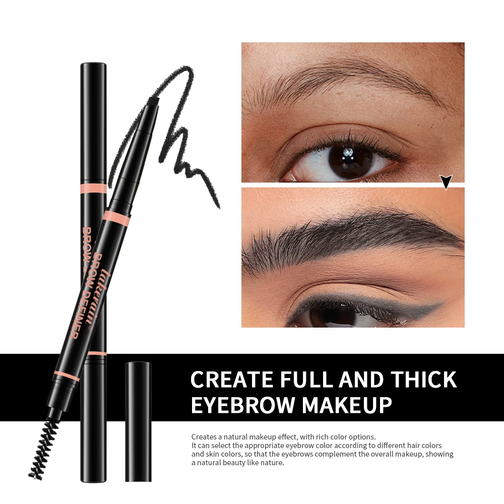 2 في 1 قلم الحواجب مستحضرات التجميل المهنية ماكياج للنساء 3 ألوان مقاوم للماء الحاجب فرشاة الوشم قلم الحواجب طويل الأمد