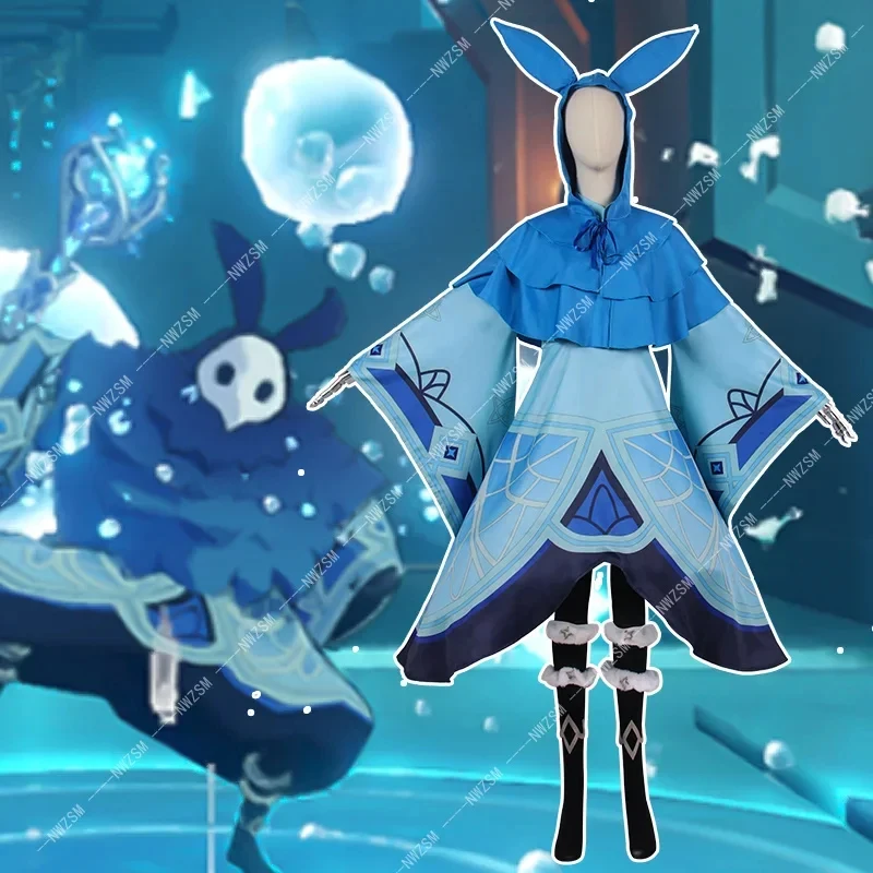 2026 HoYoverse Genshin Impact Hilichurl Costume de Cosplay Magicien de l'Abyssus (Systèmes Eau, Feu, Glace) D2YIJ