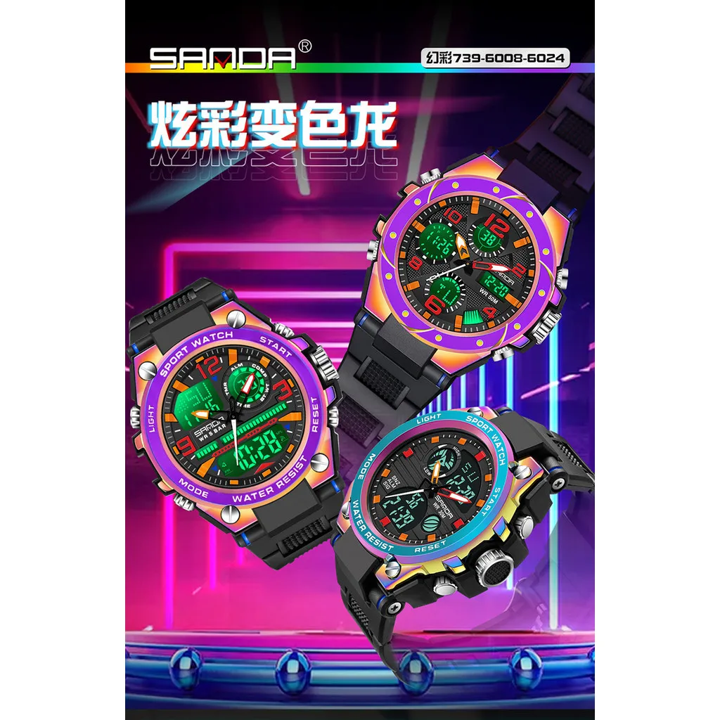 Sanda New Product Colorful Electronic Watch Student Trendy Fashion Multi functional Sports LED Watch
